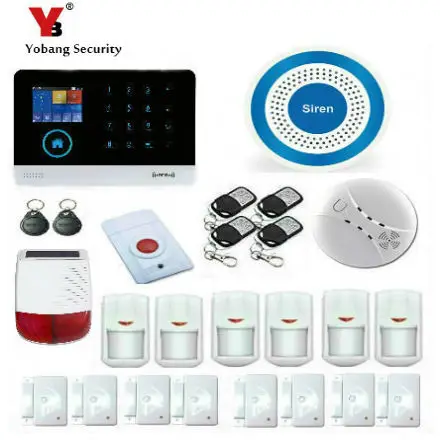 

Yobang Security Wireless WIFI GSM IOS/Android APP Control Home Security Burglar Alarm System Solar Power Siren Smoke Fire Sensor
