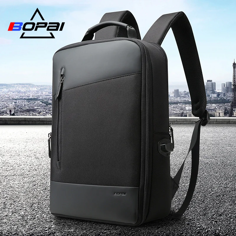 

BOPAI Nylon Men Backpack Office Anti Theft With USB Charging Laptop Business Unisex Knapsack Shoulder Waterproof Men Travel Bag