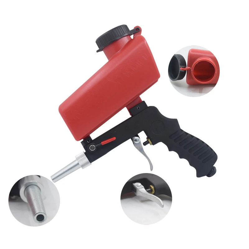 

Portable Hand Held Pneumatic Sand Blasting Gun Sandblasting Upper Pot with Flow Adjustment Switch and 1/4" Air Inlet