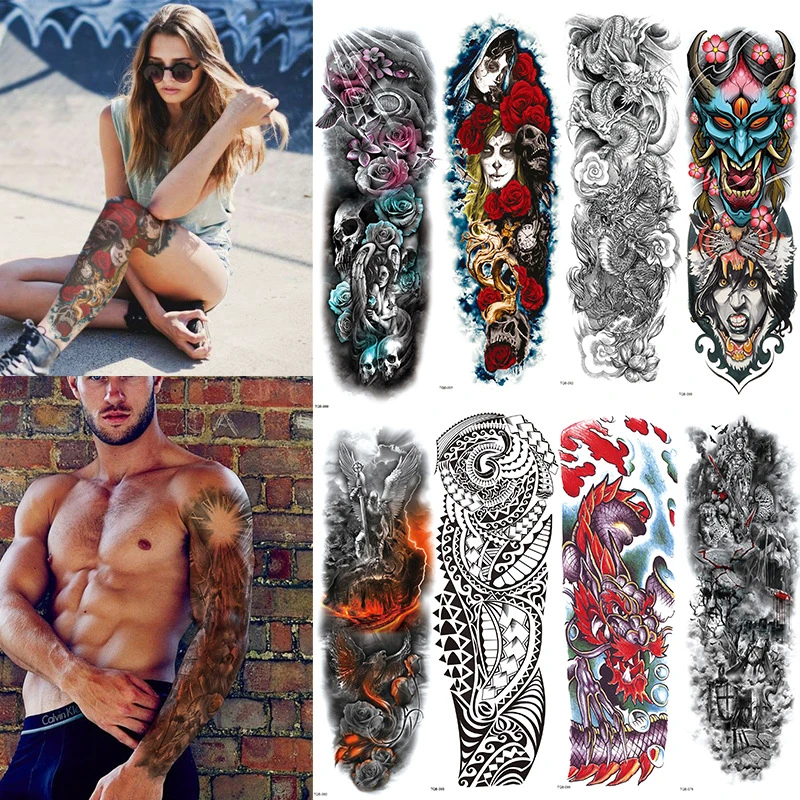 Full Sleeve Arm Temporary Tattoo Oriental Dragon Lotus Flowers Mens Womens Temporary Tattoos Aliexpress Full Sleeve Arm Temporary Tattoo Oriental Dragon Lotus Flowers Mens Womens Temporary Tattoos Aliexpress