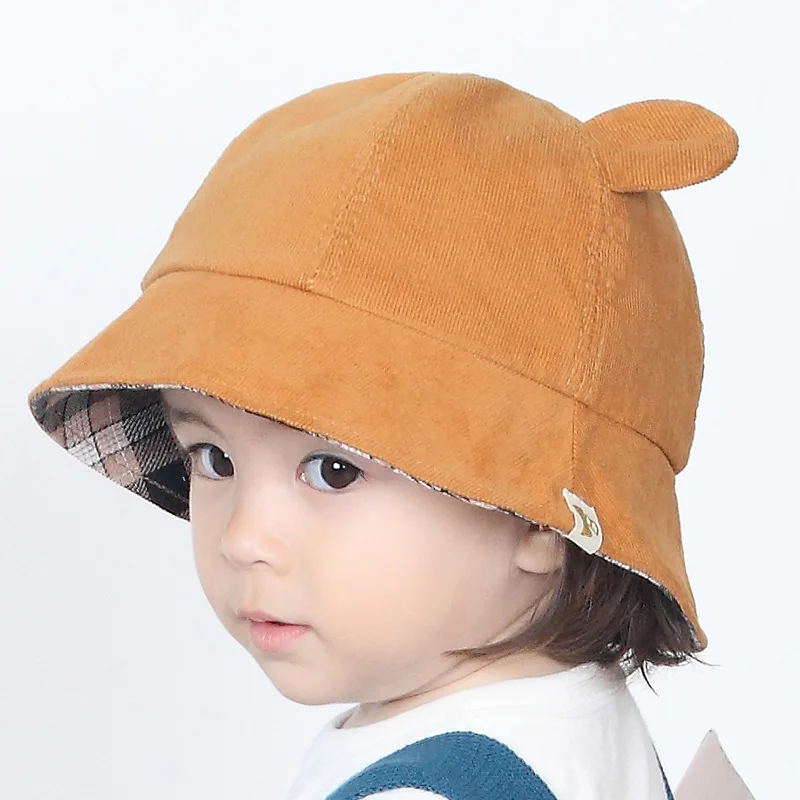 Fashion Baby Bucket Hat For Girls Cute Bear Ears Hat Toddler Kids Hat Caps Cotton Boys Girls Sun Cap Autumn Baby Girls Clothing (20)
