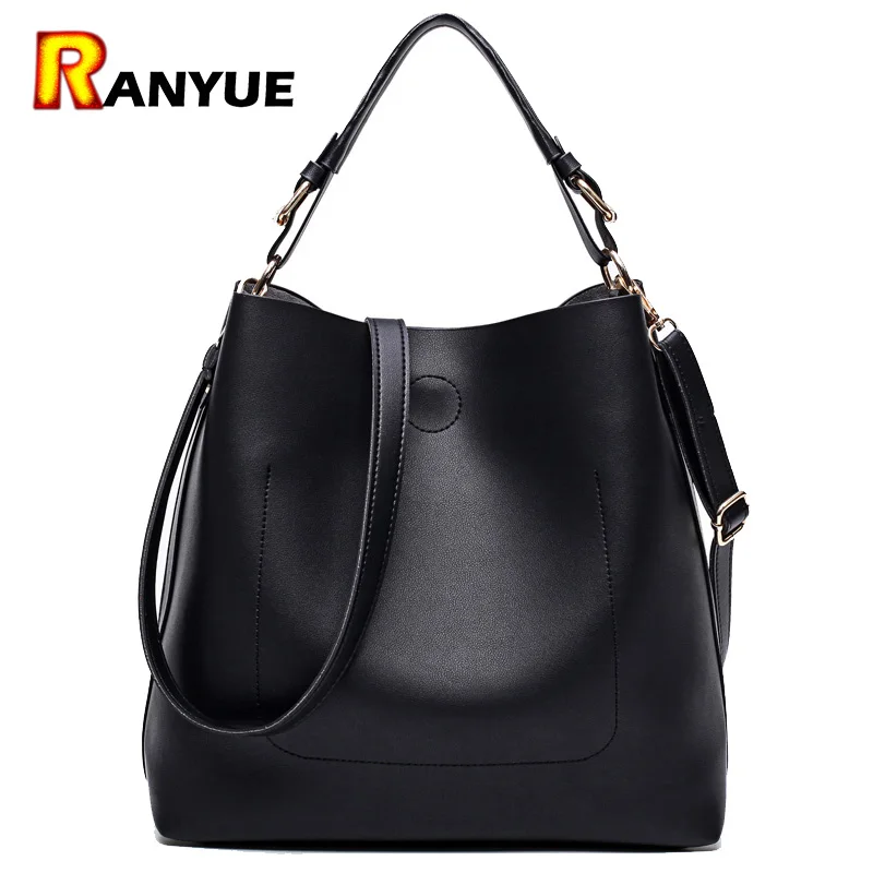 High Quality Leather font b Women b font font b Bag b font Bucket Shoulder font