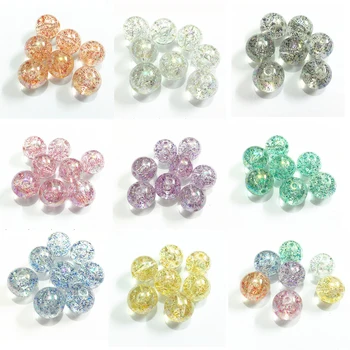

Wholesale ! 8mm/10mm/12mm/14mm/16mm/20mm Transparent AB With Glitter Chunky Beads For Fashion Kids Necklace /Jewelry