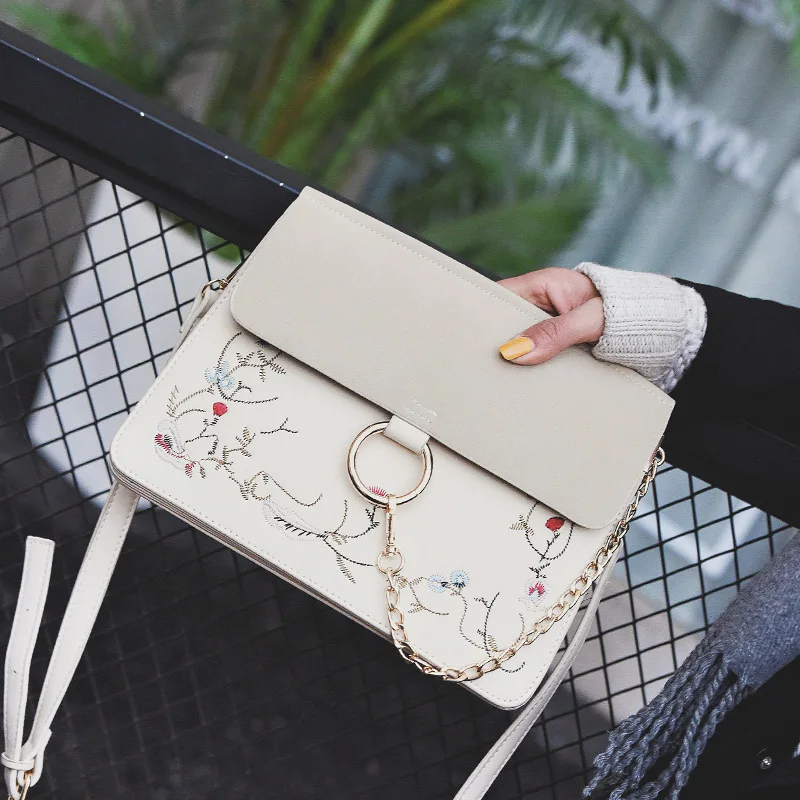Women Bags 2017 PU leather shoulder bags Women Messenger Bags Floral tote Bag Ring Designer Handbags High Quality bolsos mujer