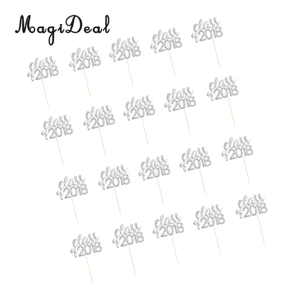 Pack of 20 Class of 2018 Cake Cupcake Toppers Congratulation Graduation Party Fruit Muffin Food Sticks