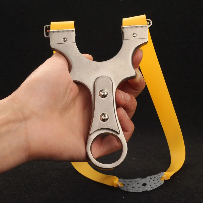 

Stainless Steel Wire Cutting Slingshot Hunting Six Aiming Fast Pressure Catapult Accurate with Rubber Band