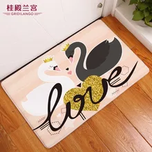 Cartoon Pink Swan Non-slip Bathroom Rug Golden Flamingo Stripe Rug Floormat Door Carpet for Couple Kids Car Outdoor Dropshipping