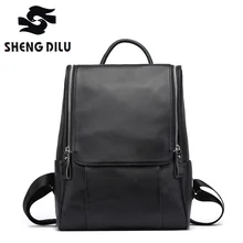 100% натуральная кожа рюкзак корова Mochila SHENGDILU Марка Новинка 2017 женщины сумка простой школьная сумка Бесплатная доставка