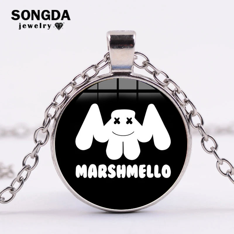 SONGDA New DJ Marshmello Necklace for Women Men Music Fans Bar