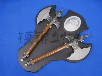 

S3207 LONG HANDLE POLEARM WARRIOR GENERAL'S DOUBLE AXES W/ HANGING BOARD 17.8"