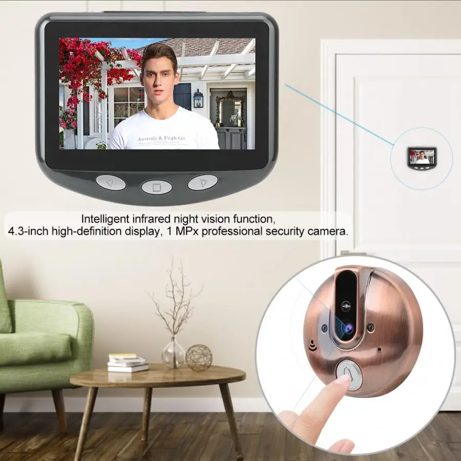 

4.3 Inch 36 Chime Door Viewer Disturbance-Free Wide-angle Camera Infrared Night Vision Electronic door viewer