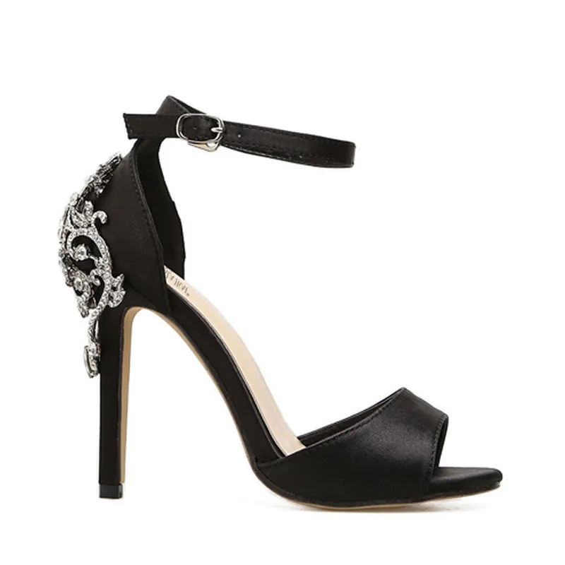 Women Crystal Glitter Sandals Pump High Heels Sandals Lady Cover Heel Party Sexy Shoes Elegant Rhinestone Stiletto MAZIAO