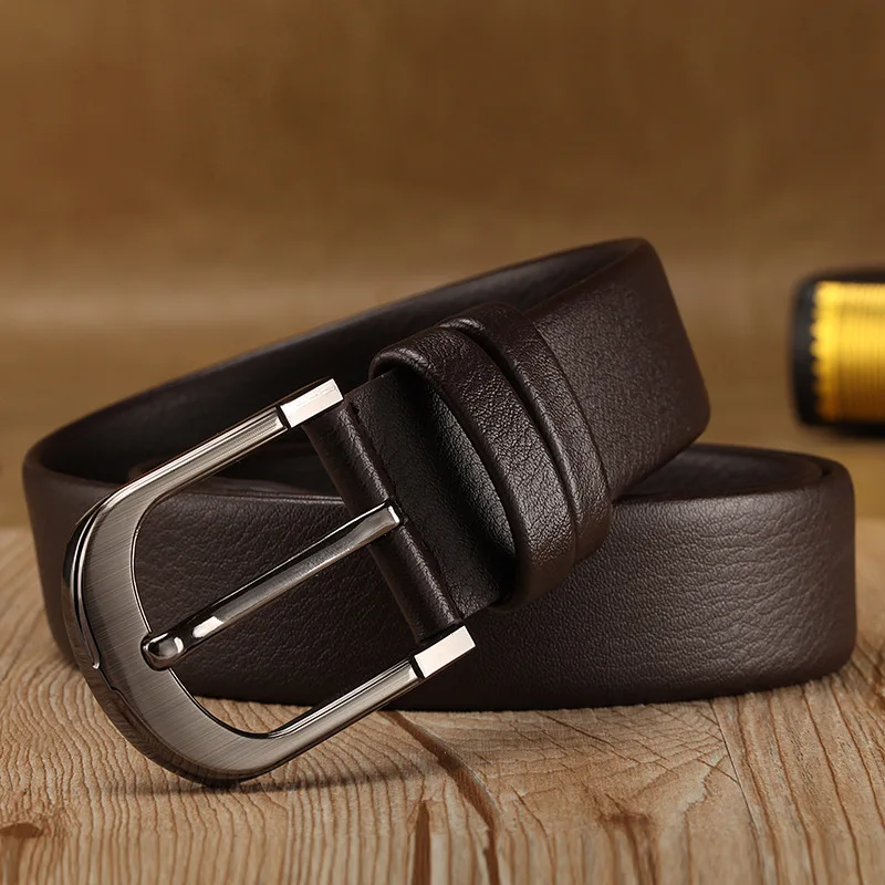 Классический официальный кожаный ремень для мужчин, подарок, мужские дизайнерские Роскошные джинсовые ремни, мужские высококачественные винтажные ремни с пряжкой, коричневый цвет