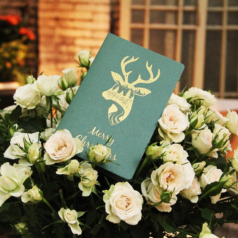 

1pc 3D animal fashion Bronzing greeting card X-mas invitation happy new year thanks card paper gift Holiday supply