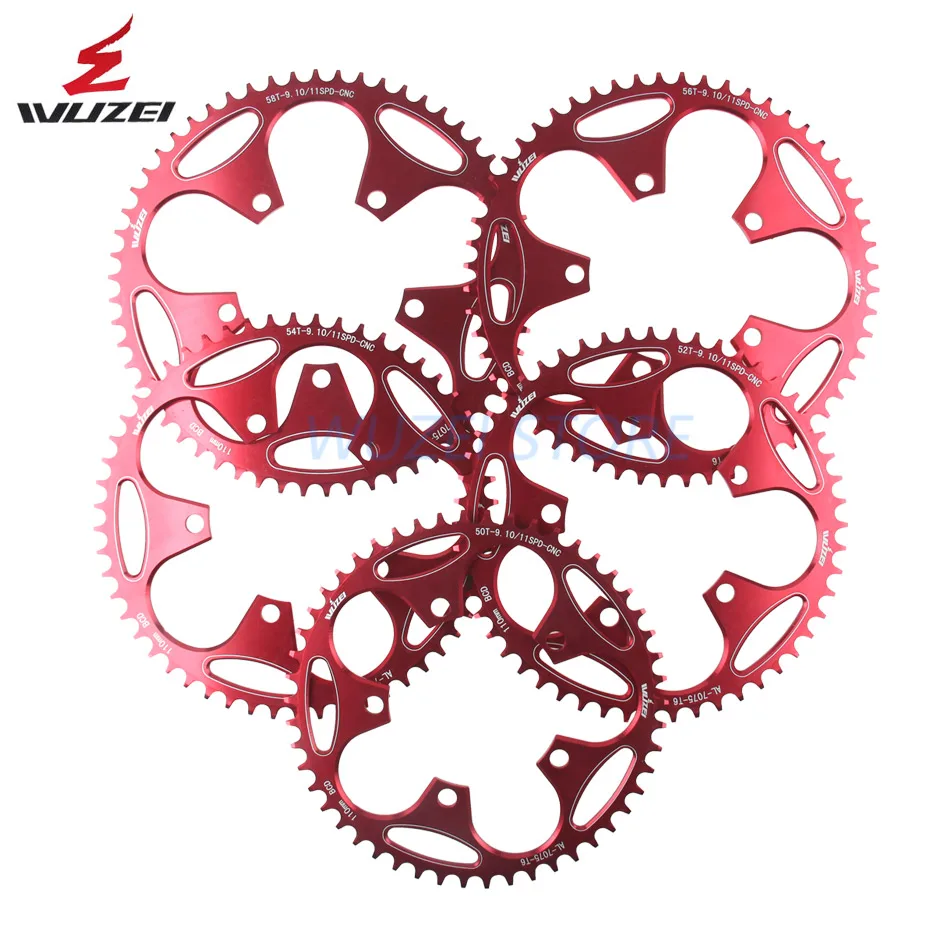 WUZEI الطريق دراجة Chainring 110BCD الساعد 50 T 52 T 54 T 56 T 58 T Chainwheel Crankset وحة الأسنان خفيفة دراجة أجزاء