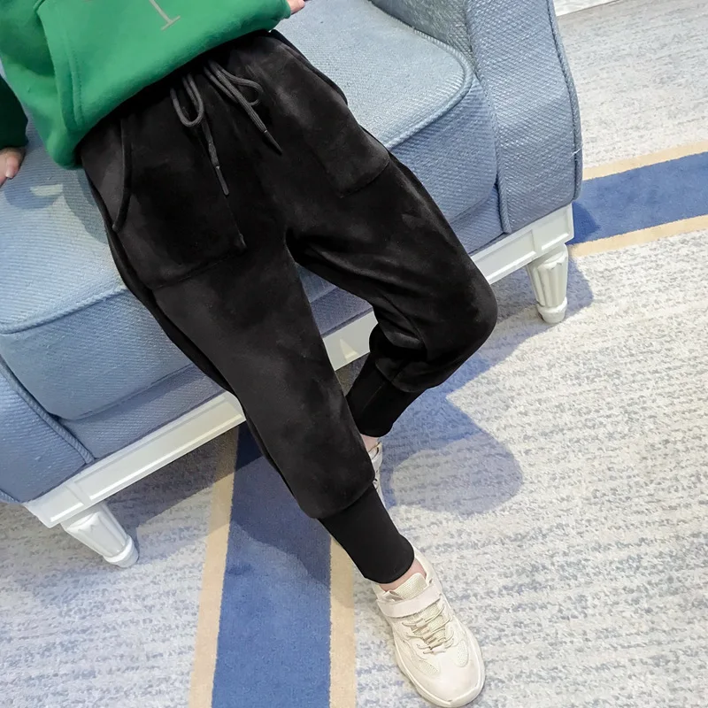 

Toddler pants Kids spring trousers Casual Loose Velvet sports pants Children clothes warm outfit Age for 2-8years