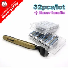 32 шт система лезвий, мужские лезвия для бритья лица, бритвенные лезвия для бритья, мужские стандартные для России и ЕС, США, lamina de barbear, для бритья, бритвенная ручка