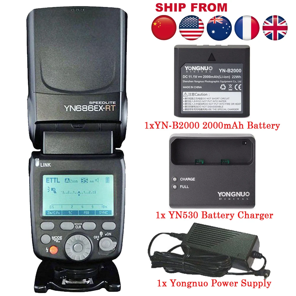 YONGNUO YN686EX-RT YN 686EX-RTWireless 2.4G HSS TTL Speedlite Flash Light For Canon 1Dx 5DIII 7D 60D 700D 650D 600D 1100D 1000D |