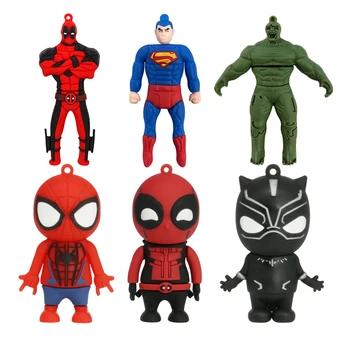 

Usb Flash 2.0 Pendrive Superhero Deadpool Driver Pen 4GB 8GB 16GB 32GB Spiderman Memory Stick Storage Creative Cartoon Toy Gift