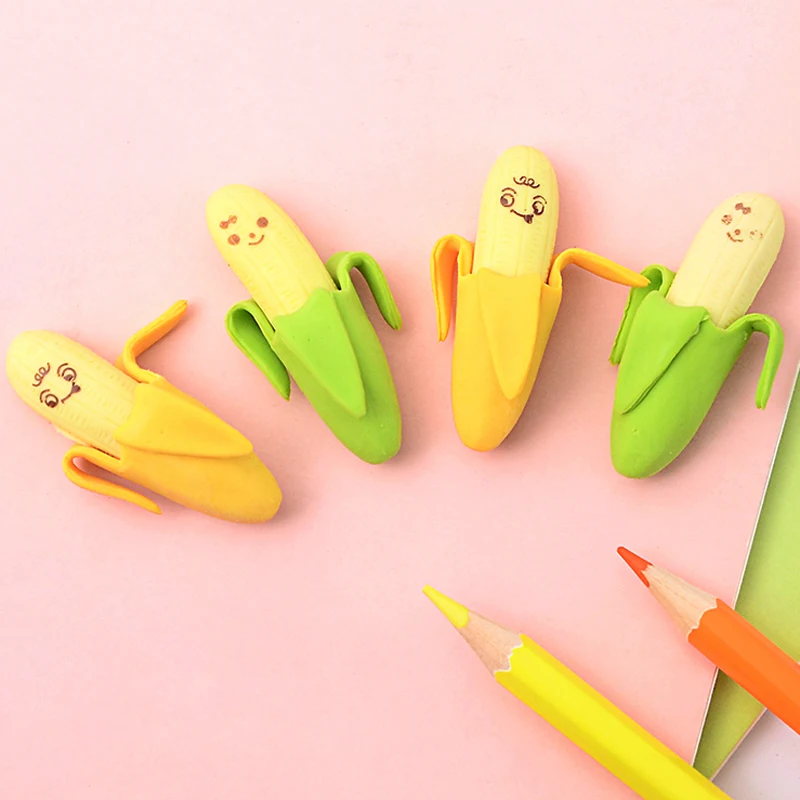 10 pcs/lot Cute Kawaii Banana Rubber Eraser Creative Erasers for Kids