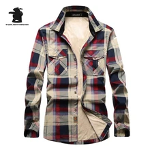 Winter Neue Herren Fleece Casual Shirts Marke Fashion Plaid Hohe Qualität 100% Baumwolle Plus Größe Verdicken Freizeithemd Männer C16E1598