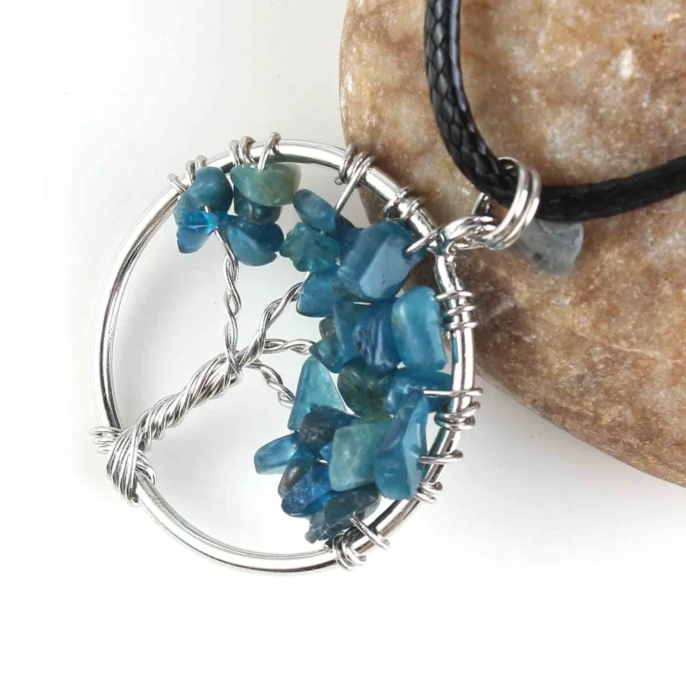 Natural Gnergy Gemstone~ Silver Plated Wire Wrapped Tree Of Life Healing Crystal Quartz Purple Amethysts Round Chakra Reiki Stone Pendant Necklace 10 AA00409005905a