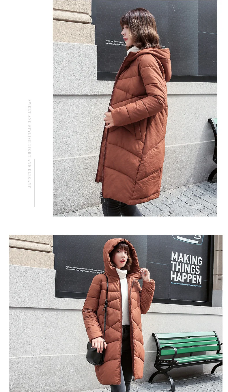 Winter Jacket Women Long Solid Coats Hooded Jackets Cotton Padded Coat Women Zipper Winter Coat Long 2018 Thick Warm Clothing CH612 (8)
