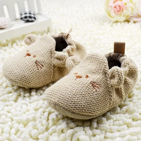 Унисекс с рисунком для малышей Мышь Обувь для младенцев Твердые упругие детские мягкие теплая обувь Обувь для малышей