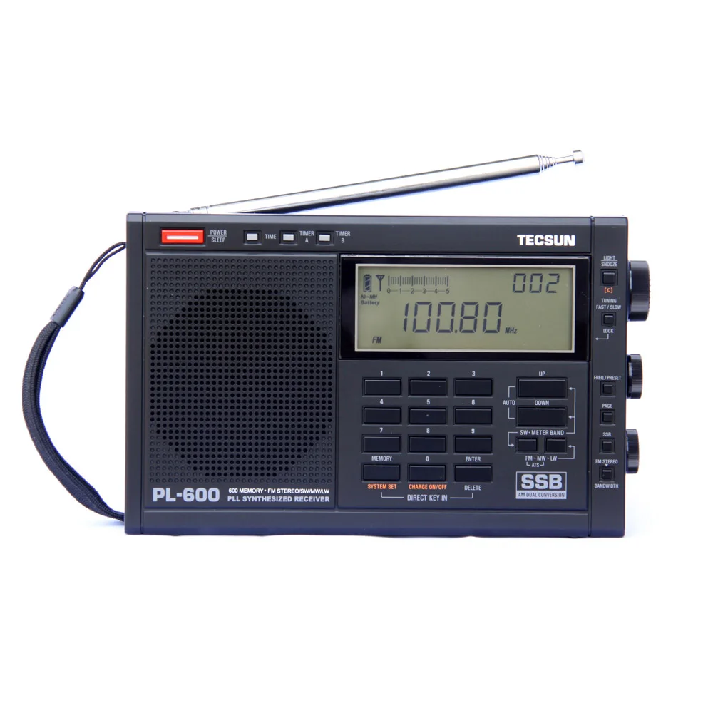 TECSUN черный PL-600 цифровой тюнинг Полнодиапазонный FM/MW/S-SBB/PLL синтезированный высокая чувствительность и глубокий звук стерео радиоприемник - Цвет: Черный