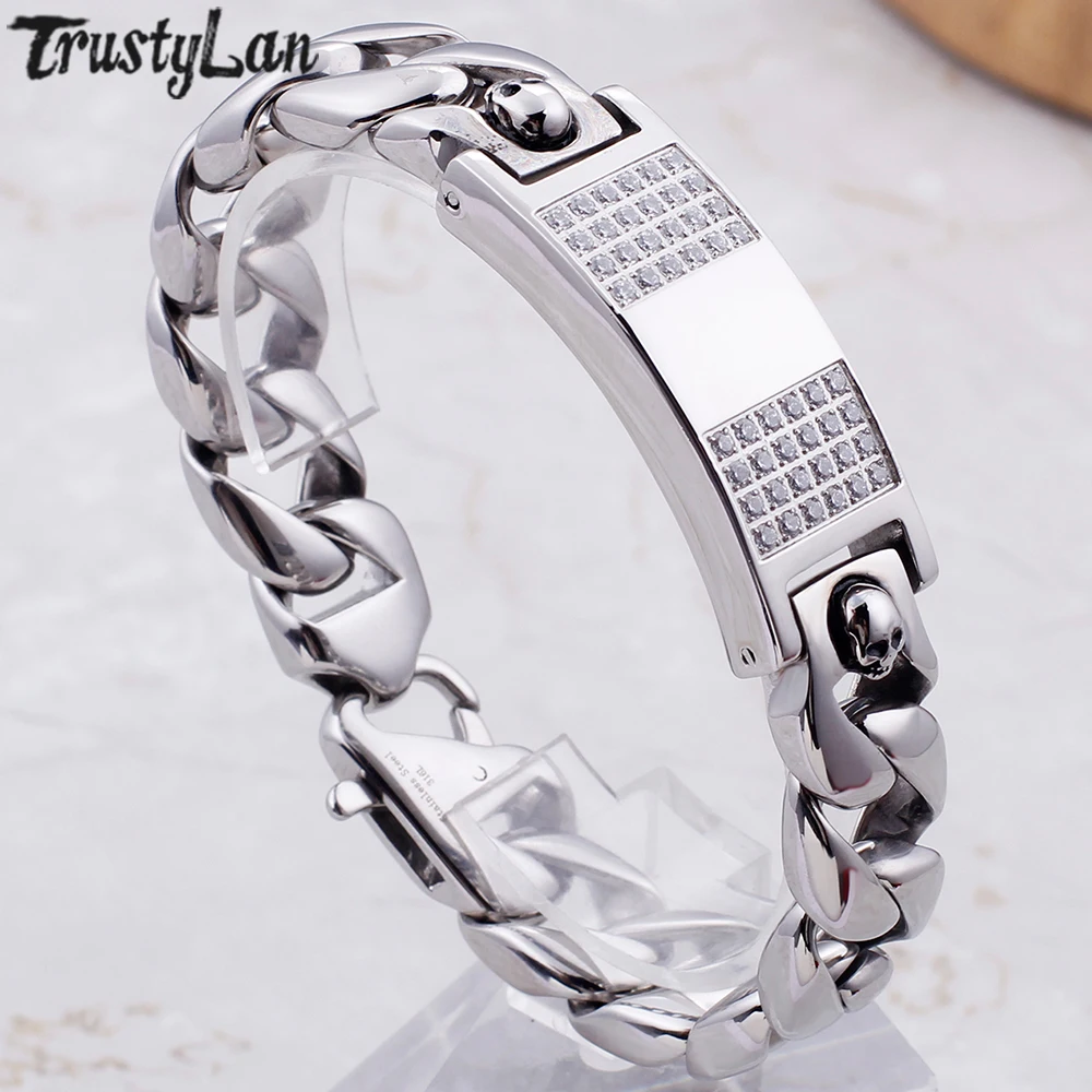 Gothic Skull Bracelet For Men Stainless Steel Ghost Head Mens Bracelets
