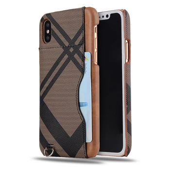 

100pcs/lot Free shipping Seven Plaid card back cover wholesale leather cover case for iphone 6 7 8 X 6 7 8 plus pouch cover case