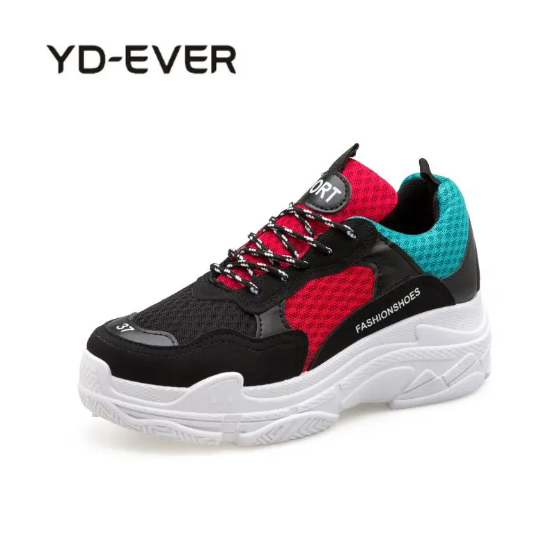 YD EVER 2018 Unique Sneakers Shoe Laces Platform Muffin Shoes Women ...