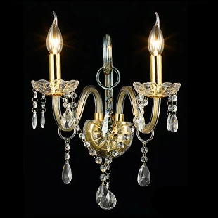 

Luxury European transparent gold crystal candle wall lamp