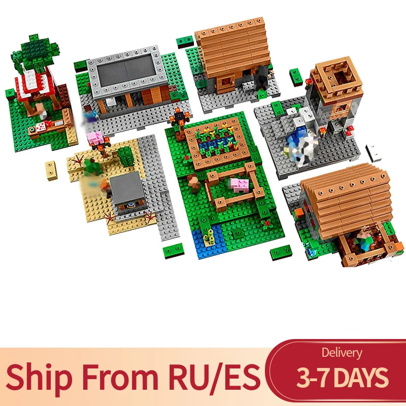 

Minecraft Series 1673pcs The Village Steve Alex My World Bricks Building Blocks Toys For Children Compatible Minecrafts Sets