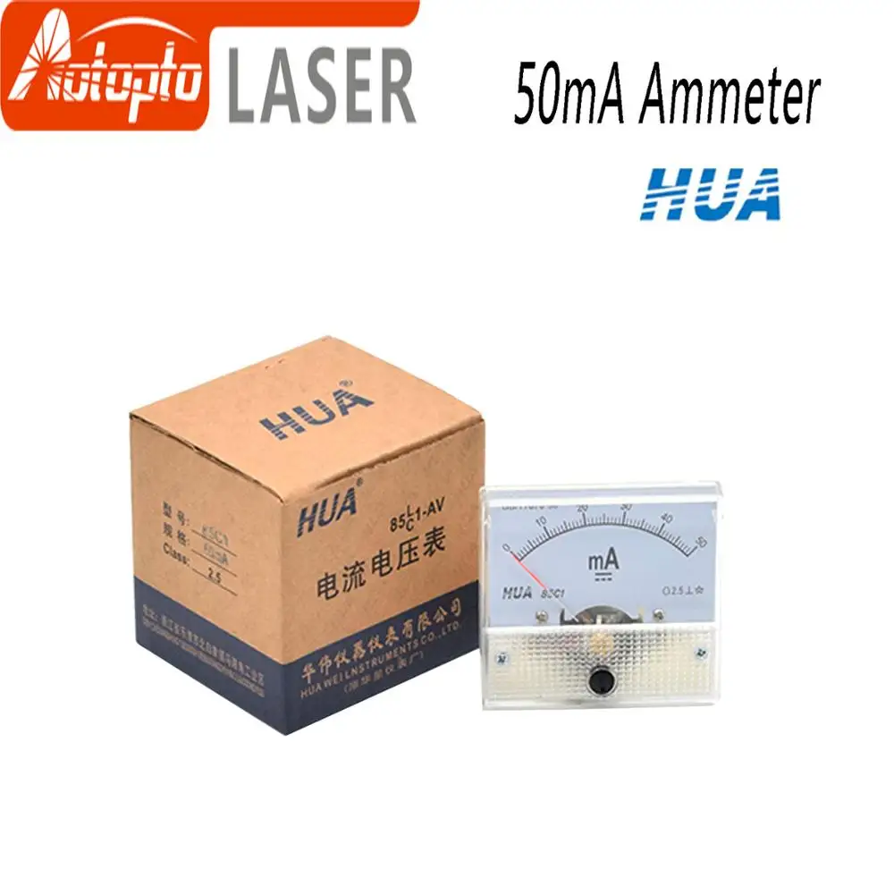 HUA Ammeter 50mA 85C1 DC 0-50mA Analog Amp Panel Meter Current for CO2 Laser Engraving Cutting Machine HUA Ammeter 50mA 85C1 DC 0-50mA Analog Amp Panel Meter Current for CO2 Laser Engraving Cutting Machine