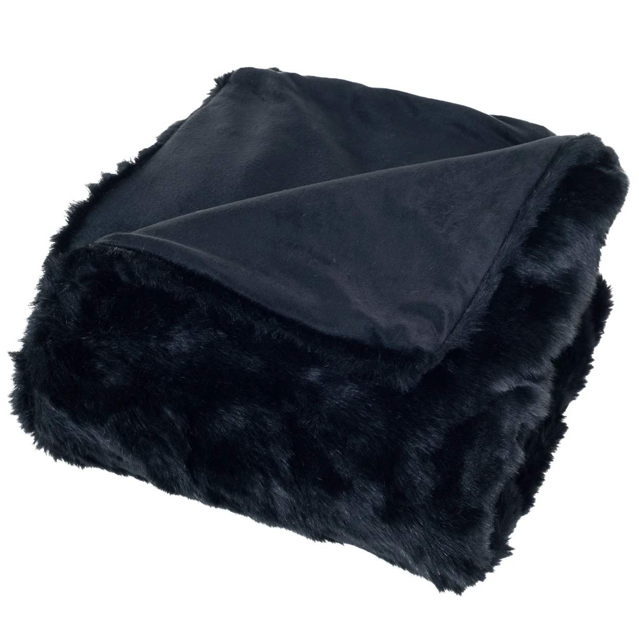 Lavish Home Luxury Long Haired Faux Fur Throw - Black (2)