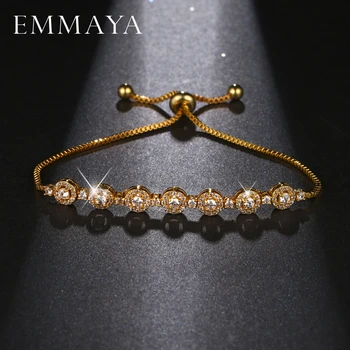 

EMMAYA Gold Color Cz Bracelet & Bangles for Woman Rhinestones Paved Fashion Cheap Round Female Bracelets