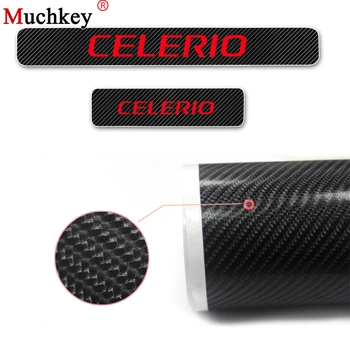 

For Suzuki CELERIO Car Accessories Door Sill Protector Car Door Sill Welcome Pedal Stickers 4D Carbon Fiber Vinyl Sticker 4Pcs