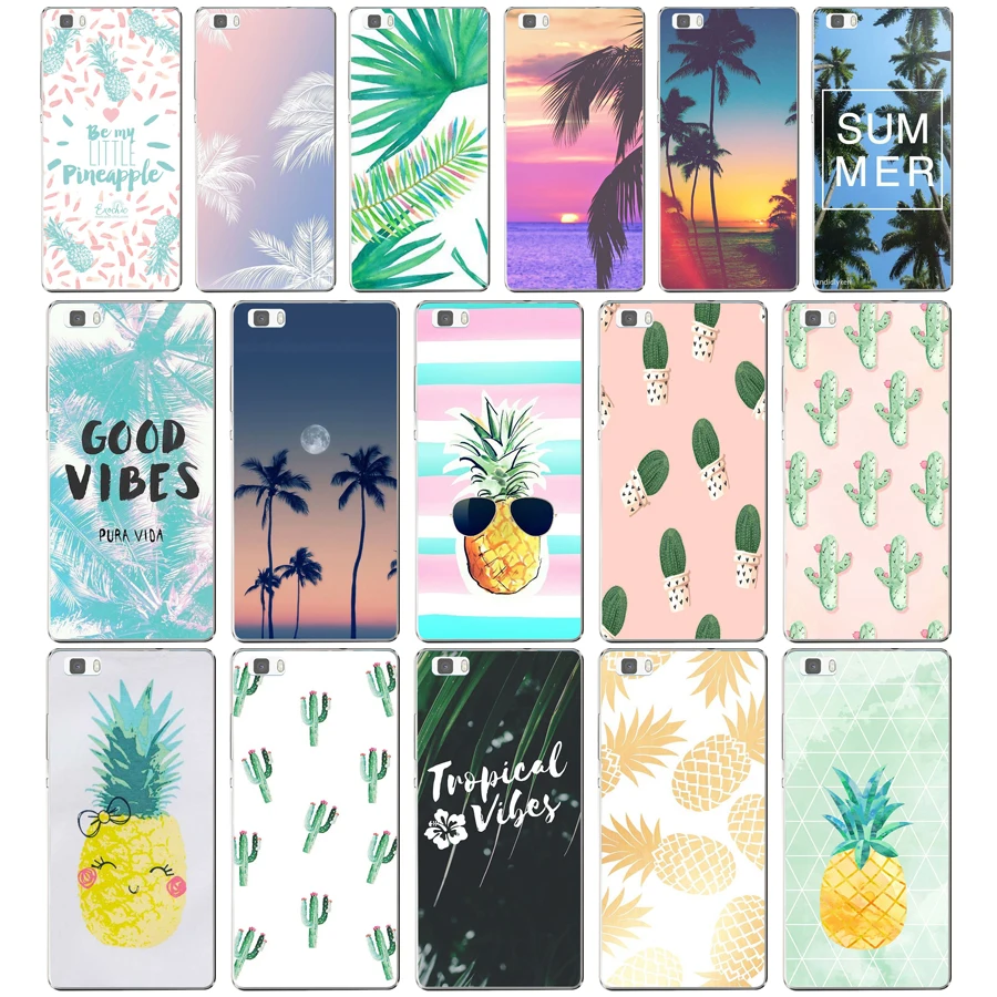 

223DF Panda Pour Coque Luxe Cactus Hard Transparent Cover for Huawei P8 P8 P9 P10 Lite y5 ii Honor 4C 5C 7 8 & Nova