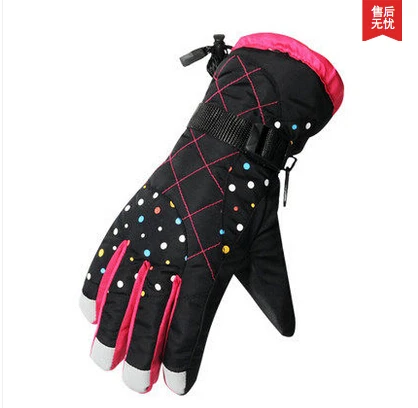 Водонепроницаемые зимние лыжные перчатки ветрозащитные и теплые перчатки для верховой езды Водонепроницаемые перчатки для взрослых и детей - Цвет: women black