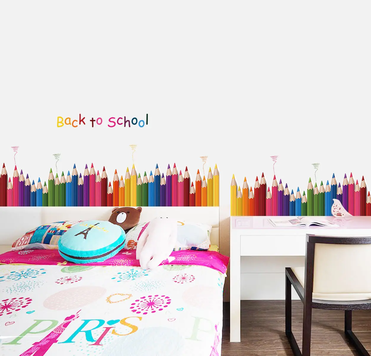 2018 новейший популярный Съемный цветной карандаш стены Стикеры Back To School слова