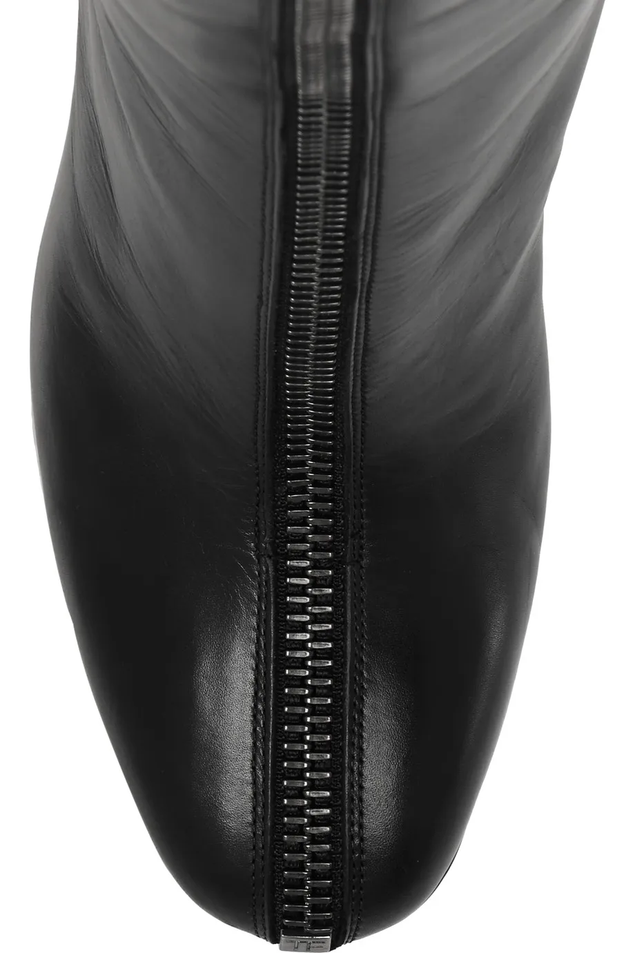 Женские ботинки; сапоги до колена из натуральной кожи с круглым носком; женская обувь на не сужающемся книзу массивном каблуке с молнией спереди; цвет черный, бежевый; Aimirlly