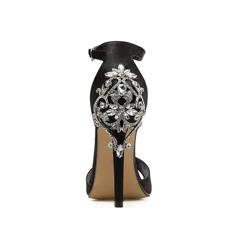 Women Crystal Glitter Sandals Pump High Heels Sandals Lady Cover Heel Party Sexy Shoes Elegant Rhinestone Stiletto MAZIAO