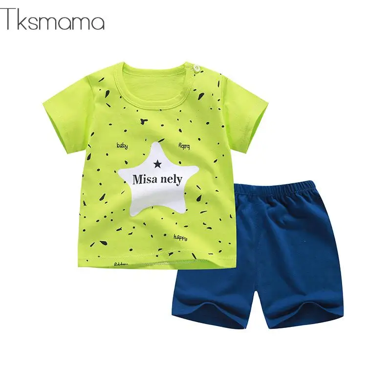 Летняя одежда для маленьких мальчиков полосатая футболка с изображением обезьяны+ шорты для новорожденных девочек, одежда для малышей от 6 месяцев до 24 месяцев
