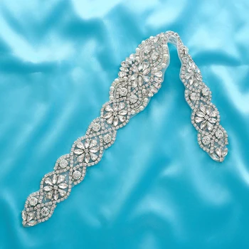 

Applique Crystal Gold Wholesale Wide Bridal Pearl Beaded Sticker Silver Rhinestone Garment Handmade Accessories S163