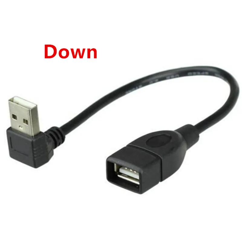90 Degree Up & Down & Left & Right Angled USB 2.0 A Male to USB 2.0 A Female Extension Adapter Cable for PC Laptop 20cm
