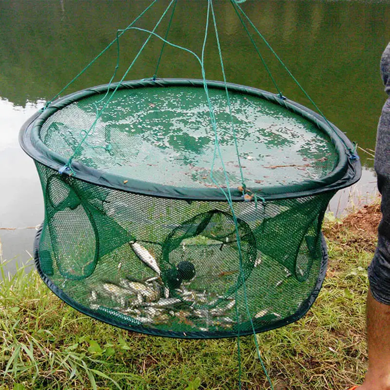 

Foldable Fishing Trap 50/60/70 cm Small Mesh Fish Net Crayfish Hand Throwing Catcher Durable Fishing Crab Net Trap Cast Dip Cage