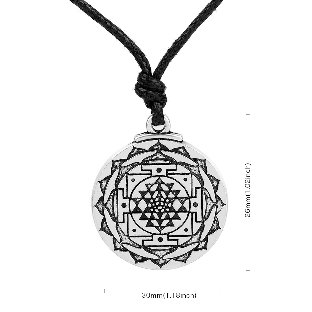 My Shape Sri Yantra Symbol Yoga Pendant Necklaces for Meditation Growth Healing Wealth Amulet Talisman Men Vintage Hindi Jewelry