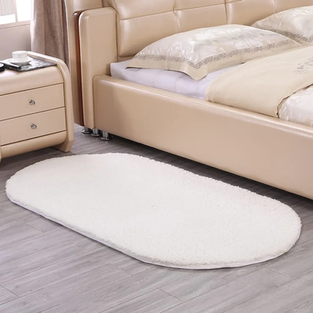 High Quality Cashmere White Oval Carpet Bedside Blanket Pad High Density Thicken Rugs Doormat