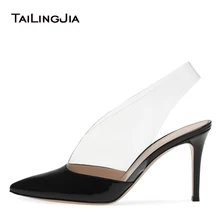 Fashion Women Black Heels Womens Party Shoes Woman High Heel Pointed Toe Ladies Slingback Pumps PVC Female Big Size Court Shoes цена Fashion Women Black Heels Womens Party Shoes Woman High Heel Pointed Toe Ladies Slingback Pumps PVC Female Big Size Court Shoes цены онлайн